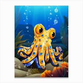 Blue Ringed Octopus Illustration 5 Canvas Print