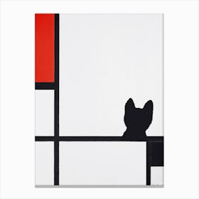 Composition No I, With Red And Black Cat (1929), Piet Mondrian  Inspired Canvas Print