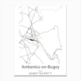 Amberieu En Bugey,France Minimalist Map Canvas Print