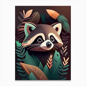 Forest Raccoon Digital Canvas Print