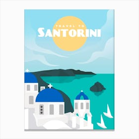 Greece, Santorini — Retro travel minimalist poster 1 Canvas Print