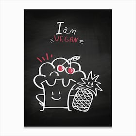 Vegan Cupcake On A Blackboard - kitchen art, kitchen poster Canvas Print