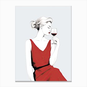 Woman Drinking Wine 1 Canvas Print