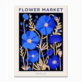 Blue Flower Market Poster Love In A Mist Nigella 5 Canvas Print