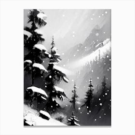 Snowflakes In The Mountains,Snowflakes Black & White 1 Canvas Print