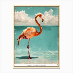 Greater Flamingo Yucatan Peninsula Mexico Tropical Illustration 2 Poster Canvas Print