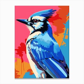 Andy Warhol Style Bird Blue Jay 3 Canvas Print