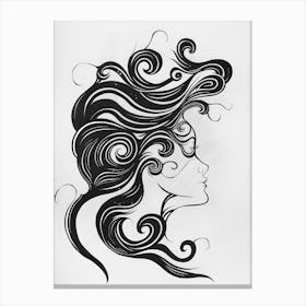 Portrait Of A Woman With Curly Hair Canvas Print