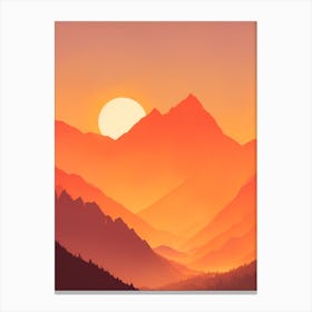 Misty Mountains Vertical Composition In Orange Tone 302 Canvas Print