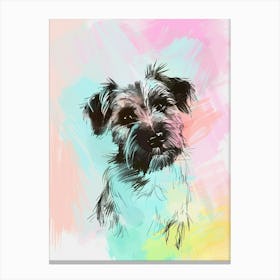 Border Terrier Dog Pastel Line Watercolour Illustration  3 Canvas Print