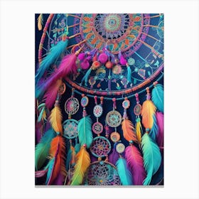 Bohemian Inspired whimsical multi-colored Dreamcatcher Series - 3 Canvas Print