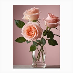 A Vase Of Pink Roses 97 Canvas Print