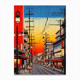 Akihabara Electric Town, Japan Vintage Travel Art 1 Canvas Print