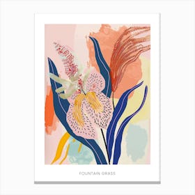Colourful Flower Illustration Poster Fountain Grass 4 Canvas Print