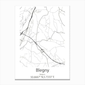 Blegny,Belgium Minimalist Map Canvas Print