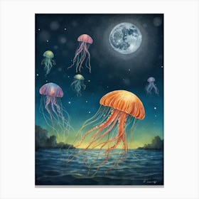 Jellyfish At Night 1 Canvas Print