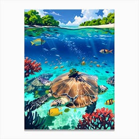 Turtle In The Ocean Canvas Print