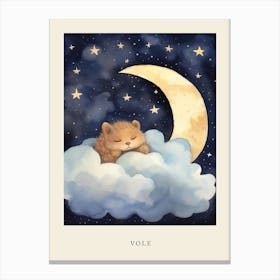 Baby Vole 2 Sleeping In The Clouds Nursery Poster Canvas Print