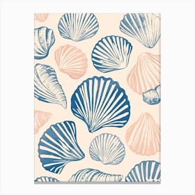 Sea Shells Linocut Pattern Canvas Print