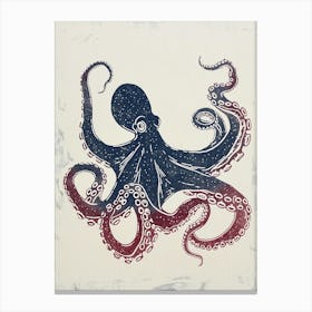 Blue & Red Gradient Octopus Canvas Print