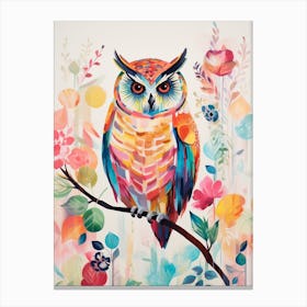 Bird Painting Collage Eastern Screech Owl 3 Canvas Print