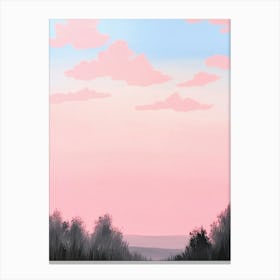 Dreamy Pink Skies At Dusk Retro Canvas Print