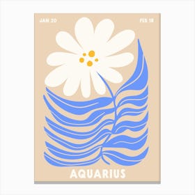 Aquarius Print Zodiac Poster Astrology Wall Decor Flower Market Botanical Canvas Print