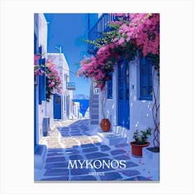 Mykonos Greece Travel Poster Canvas Print