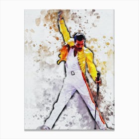 Smudge Of Portrait Freddie Mercury Yellow Jacket Canvas Print