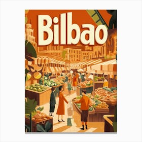 Aihrgdesign A 1970s Inspired Travel Poster For Bilbao 1 Canvas Print