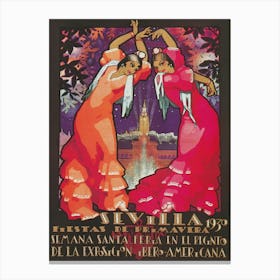 Flamenco Dancers in Seville Spain Vintage Poster Canvas Print