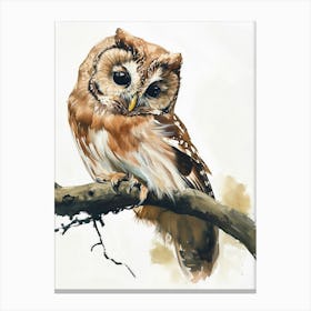 Northern Saw Whet Owl Marker Drawing 2 Canvas Print