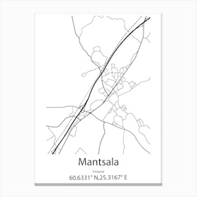 Mantsala,Finland Minimalist Map Canvas Print