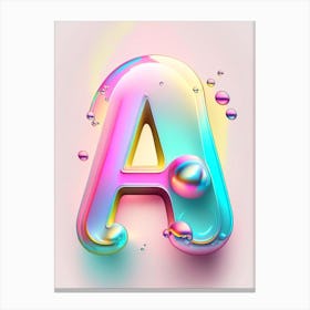 A, Alphabet Bubble Rainbow 1 Canvas Print