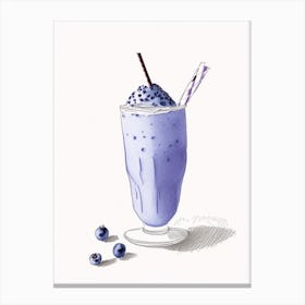 Blueberry Milkshake Dairy Food Pencil Illustration 1 Canvas Print