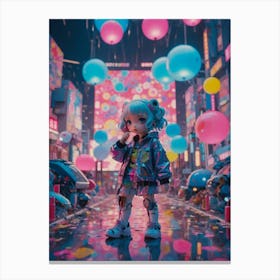 Girl With Balloons Canvas Print