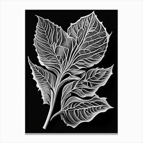 Wild Sarsaparilla Leaf Linocut Canvas Print