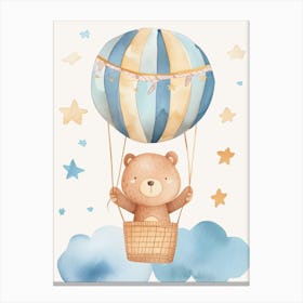 Teddy Bear In Hot Air Balloon Kids and Nursery Canvas Print