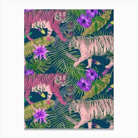 Tiger And Flowers Canvas Print