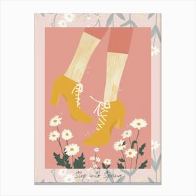 Step Into Spring Yellow And Pink Flower Shoes 1 Canvas Print