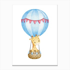 Giraffe In Hot Air Balloon Kids and Nursery Canvas Print