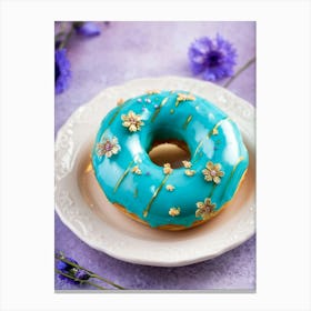 Exquisite Turquoise Donut Adorned In Swirling Gold Patterns That Mimic The Delicate Petals Of Bloom Canvas Print