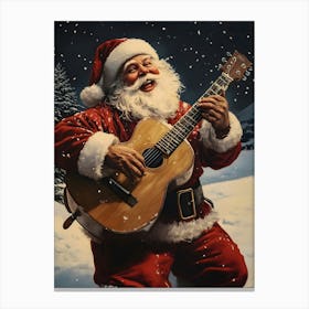 Santa Claus Playing Guitar Canvas Print