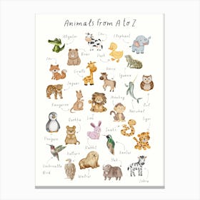 Animal Alphabet Print Canvas Print