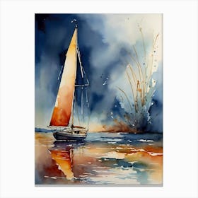 Sailboat Watercolor Painting 1 Canvas Print