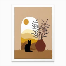 Boho Cat and vase Canvas Print