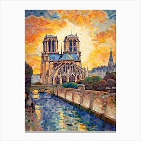 Notre Dame Paris France Paul Signac Style 3 Canvas Print
