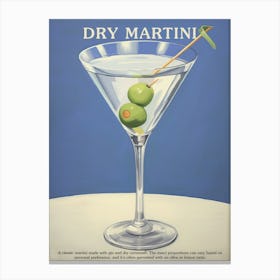 Dry Martini Cocktail Kitchen Art Canvas Print