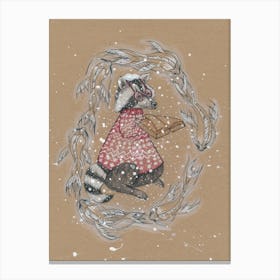 Winter raccoon Canvas Print