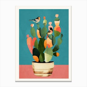 Cactus & Birds 1 Canvas Print